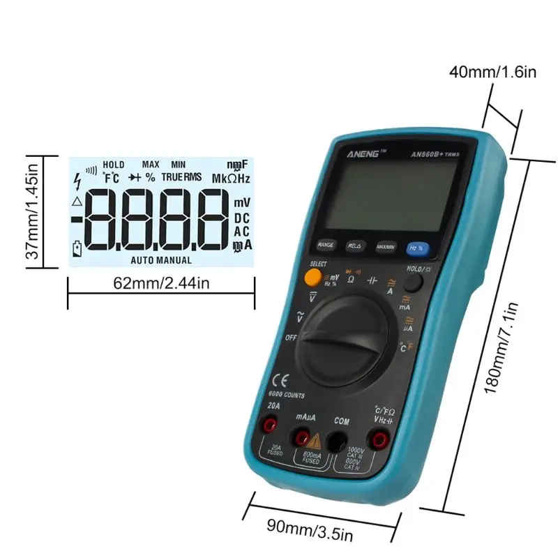 Цифровой мультиметр AN860B + ЖК 6000 отсчетов с подсветкой тестер