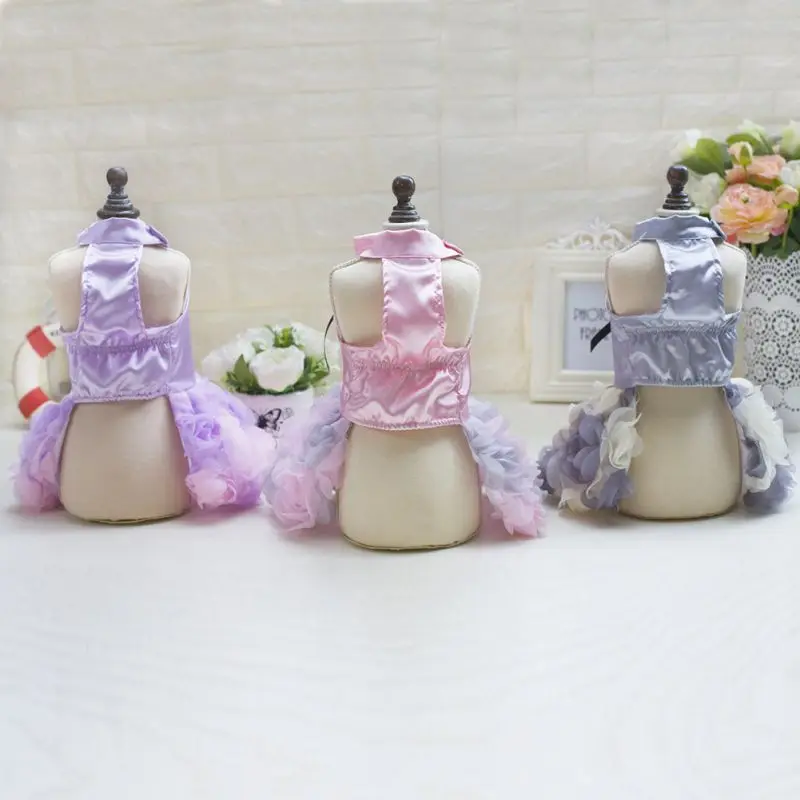 Rose Flower Adornment Dog Dress Pets Dogs Puppy Princess Bowknot Floral Costume Pet Skirt Wedding Dresses | Дом и сад