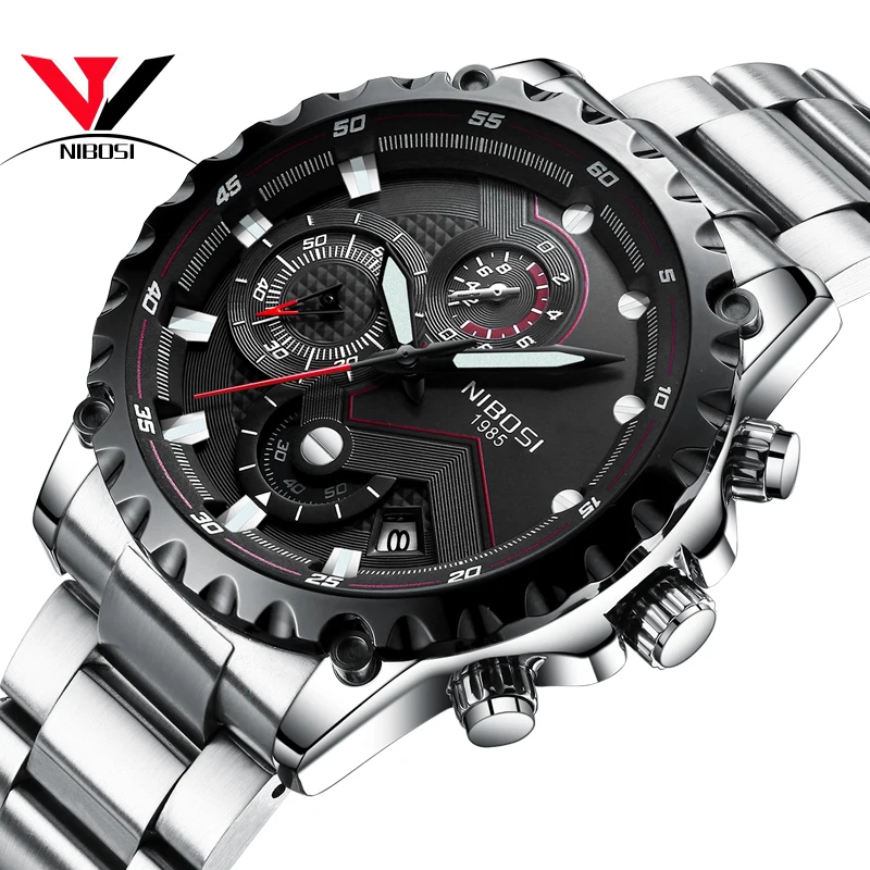 

NIBOSI 2018 New Luxury Brand Watches Men Sports Watches Waterproof Full Steel Military Army Wristwatch Analog Erkek Kol Saati