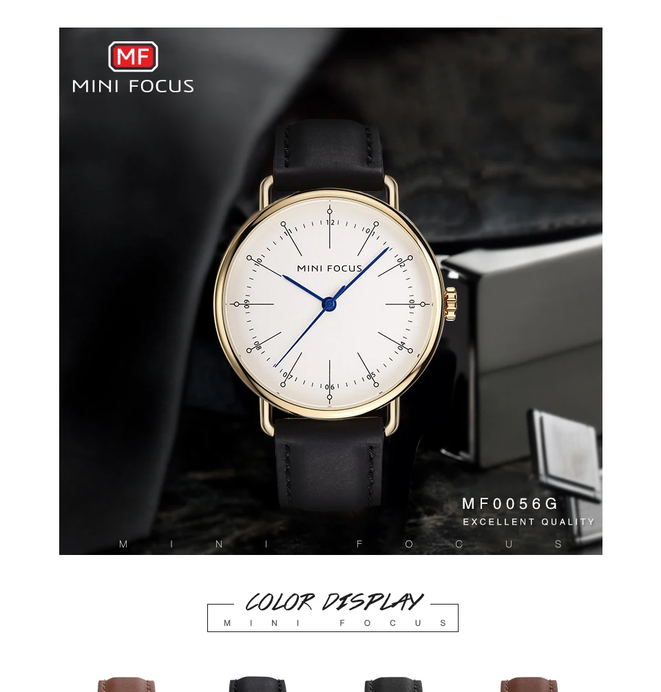 MINIFOCUS простые коричневые мужские кожаный ремешок Кварцевые повседневные мужские часы модные деловые водонепроницаемые подарочные часы для мужчин