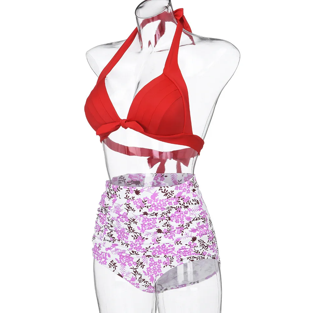 Женский купальник с высокой талией maillot de bain femme комплект бикини цветочным