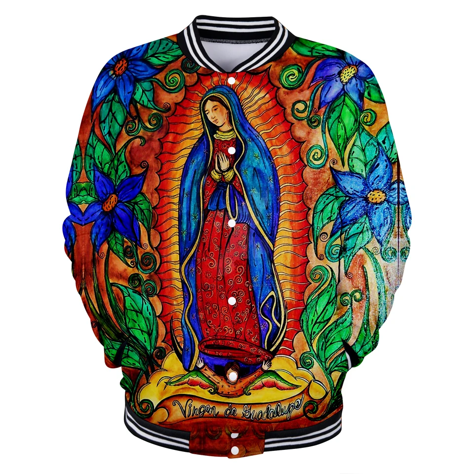 Бейсбольная куртка Our Lady of Guadalupe с 3D принтом для женщин и мужчин трендовый стиль