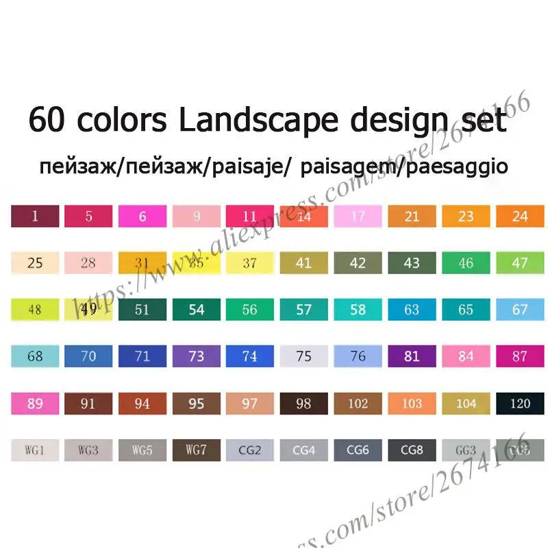 60 Landscape Set NNRTS лазерный маркер 30/40/60/80/168 Цвета Ручка Кисть алкогольных жирной чернила на водной основе художественный маркер для манга двуглавый маркеры для эскизов - Цвет: 60 Landscape Set