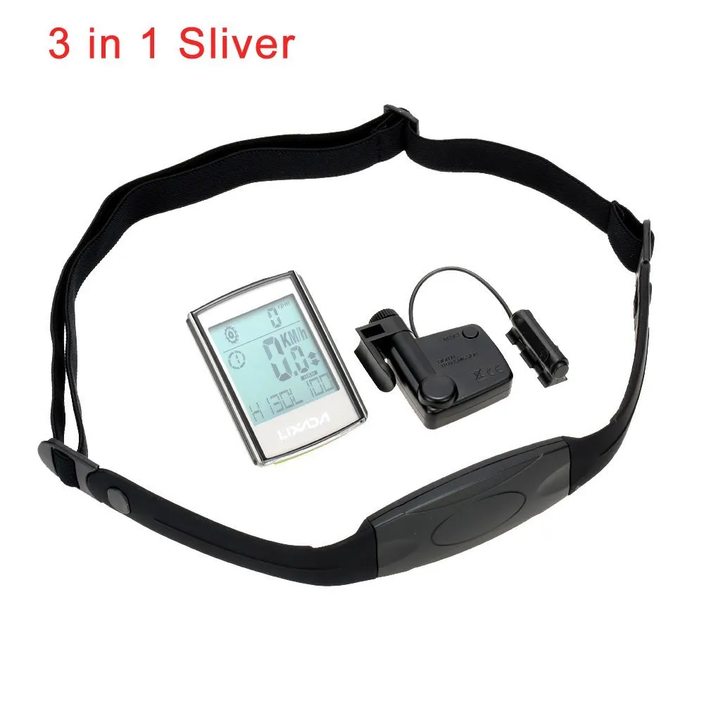 3 IN 1 Sliver Lixada Многофункциональный водонепроницаемый беспроводной lcd велосипедный компьютер спидометр секундомер Спидометр водостойкий цифровой - Цвет: 3 IN 1 Sliver