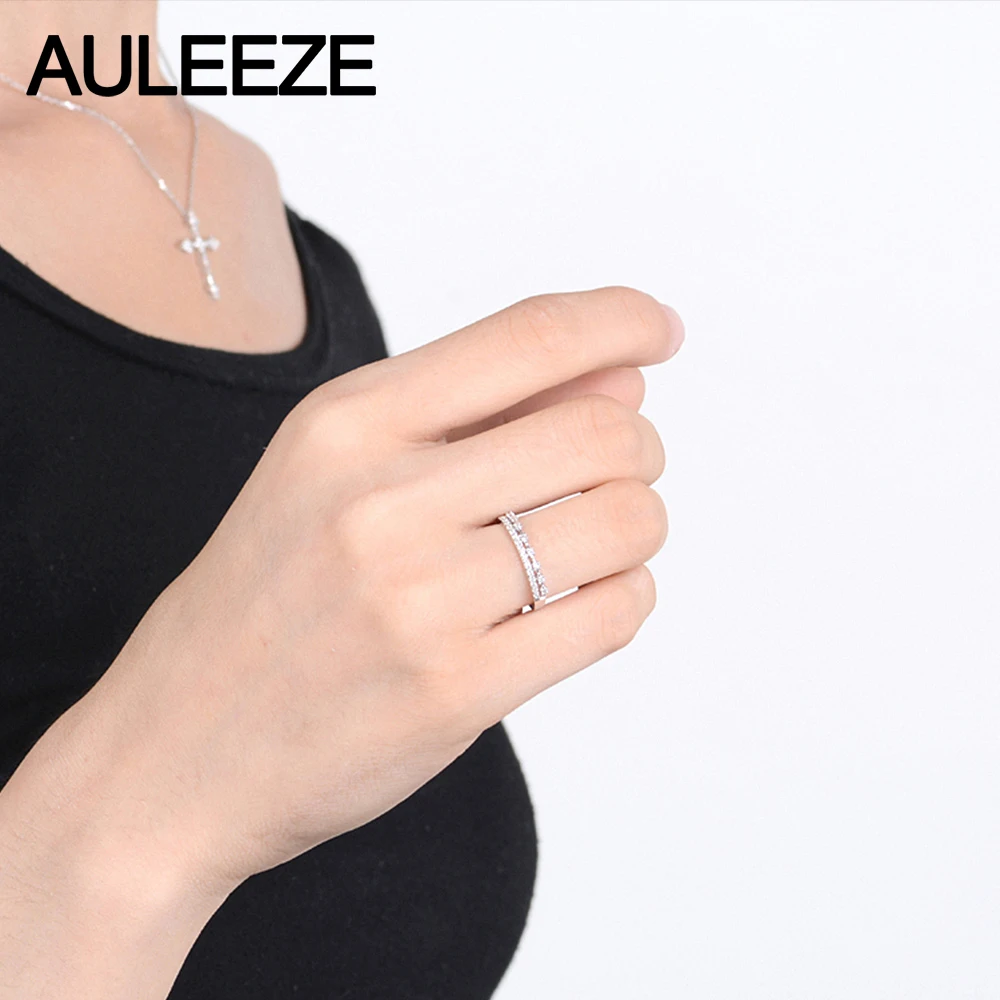 Женские обручальные кольца AULEEZE 0.17ctw с натуральным бриллиантом 18k 750 желтое золото