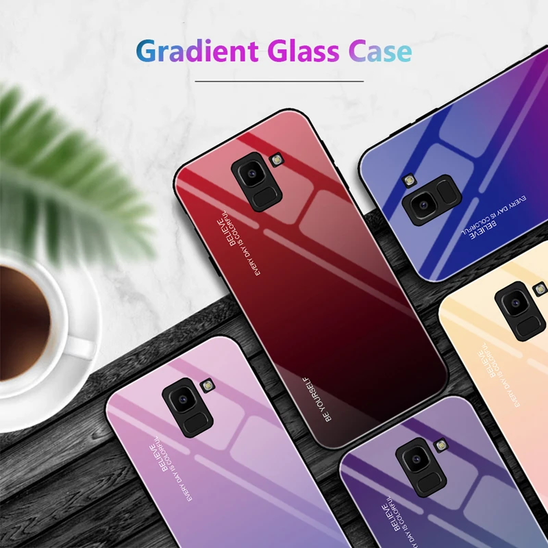 Чехол для Samsung Galaxy J4 Plus J6Plus J8 2018 градиентный зеркальный чехол из закаленного