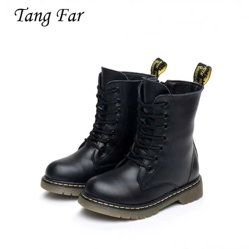

Children Fashion Motorcycle Boots Genuine Leather High Boot For Big Teenage Girls Boys Casual Shoes Platform Sneaker Quality