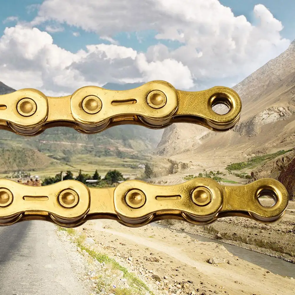 

Mounchain 10 Speed Speed Bike Chain with Magic Buckle Lightweight Hollow-out Chain