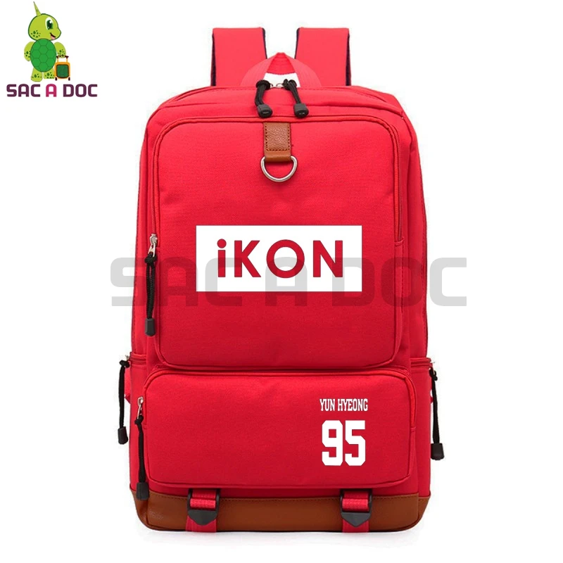 3 Kpop IKON рюкзак для старшеклассников рюкзак для студентов Бобби YunHyeong Печать на холсте Путешествия сумка для мальчиков и девочек модная школьная сумка - Цвет: 3
