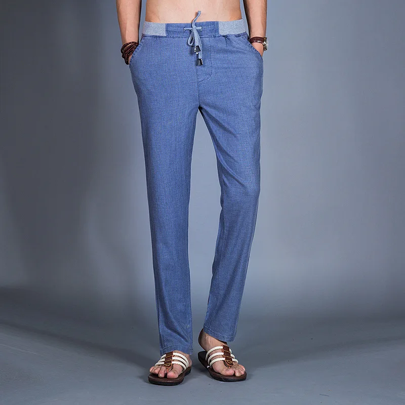 Мужские льняные брюки Uwback повседневные свободные легкие больших размеров 3XL