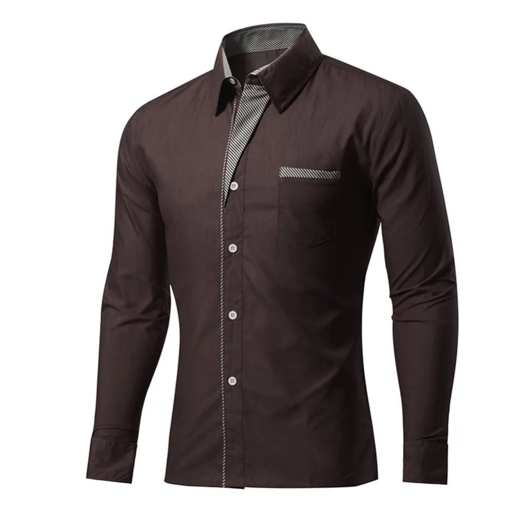 2018 Новая модная брендовая Однотонная рубашка Camisa Masculina мужская с длинным рукавом