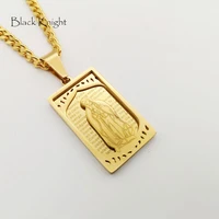black knight christian virgin mary pendant necklace gold color stainless steel holy bible virgin mary necklace jewelry blkn0644