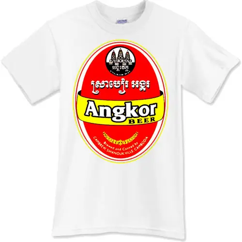 Горячая Распродажа модная футболка ANGKOR Beer пивоварня Ale рекламная черная белая