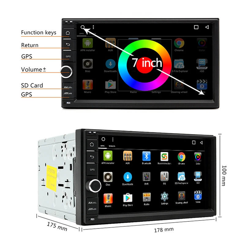 AWESAFE 2 Din 7&quot Car DVD Player 1024*600 Android 6.0 Universal Tap PC Tablet For Nissan GPS Stereo Audio Multimedia | Автомобили и