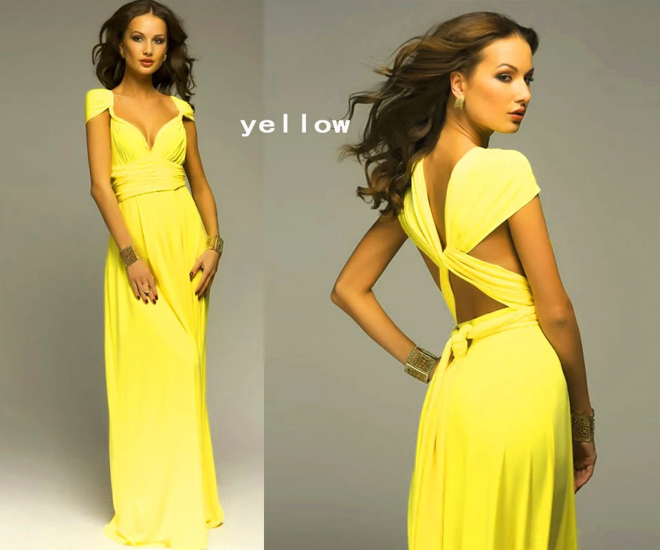 Цвет: желтый Sexy dress Multiway Wrap Convertible Boho Maxi Club Red Dress Bandage Long Dress Party Bridesmaids Infinity Robe Longue Femme - Цвет: Цвет: желтый