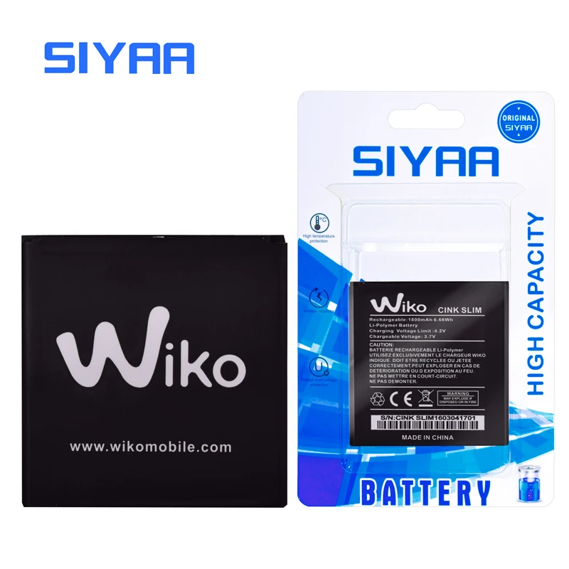 SIYAA Cink Slim Battery For Wiko Mobile Phone Good Quality High Capacity 1800mAh Replacement Li-ion Bateria | Мобильные телефоны и