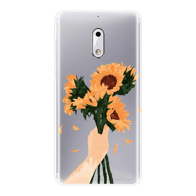 Чехол для телефона из ТПУ Nokia 7 Plus X6 силиконовая Мягкая задняя крышка с цветочным