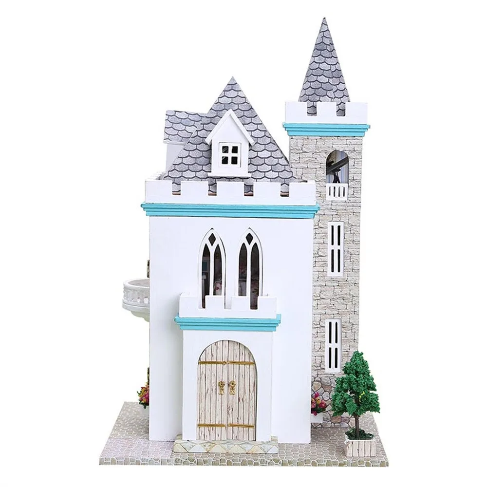 Рождественский подарок милый мультфильм 3D Деревянный DIY Миниатюрный светодио дный дом мебель led головоломки Украсить Творческие подарки