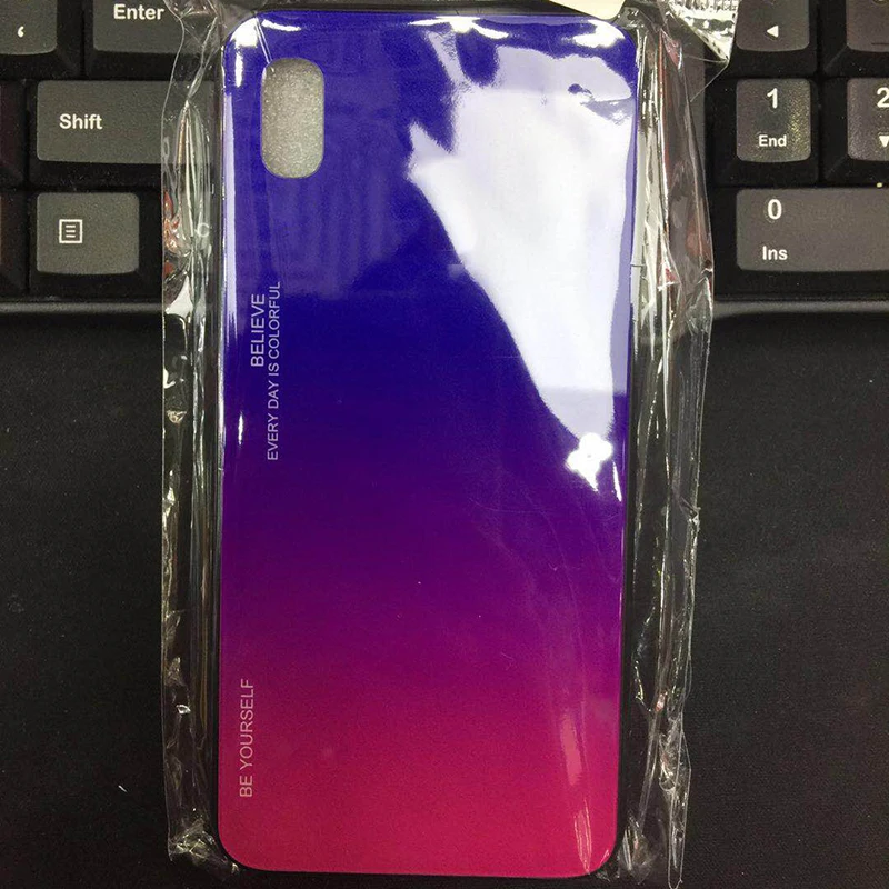 Hacrin чехол для Xiaomi Redmi 7 силиконовый градиент закаленное стекло Жесткий Чехол 7a