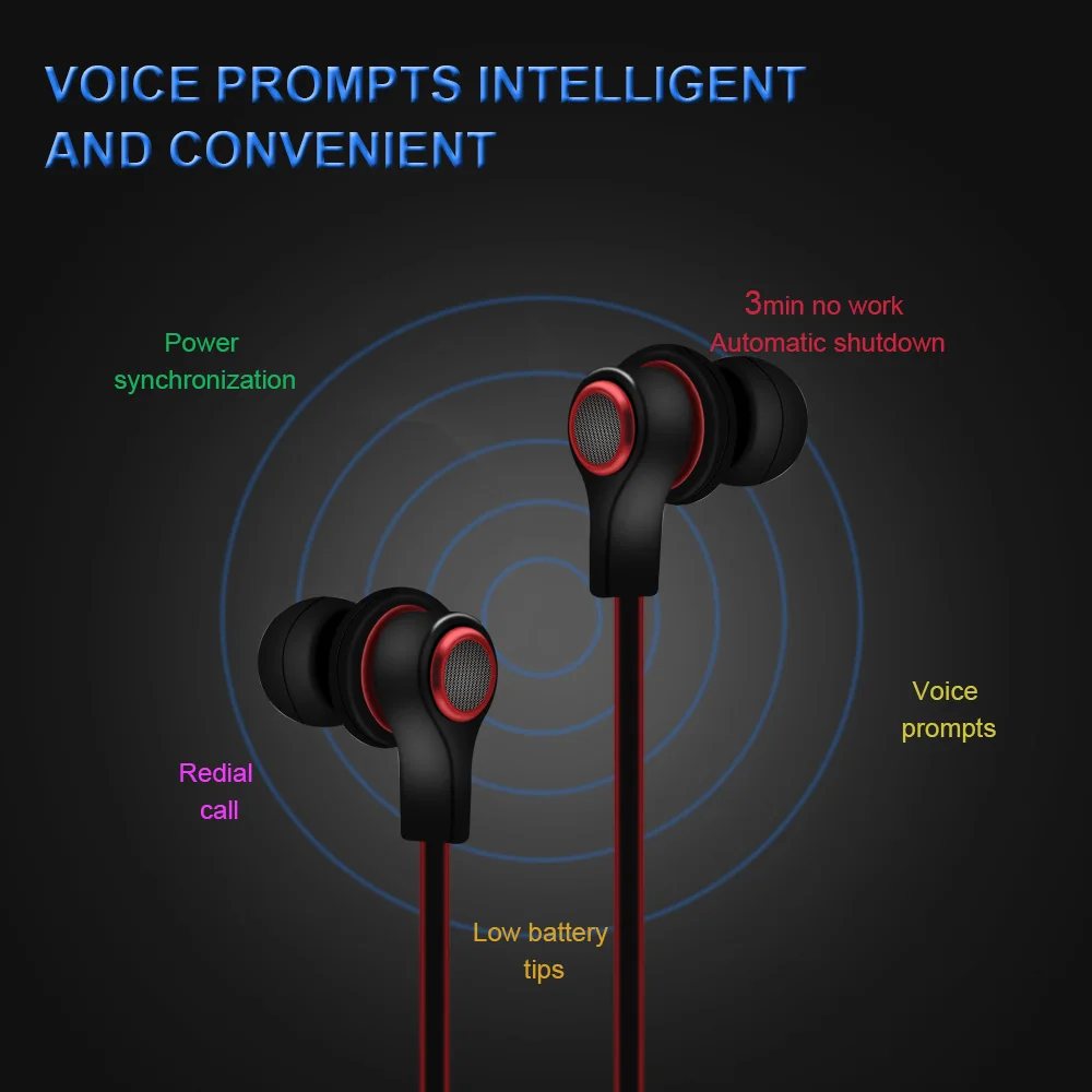 Bluetooth наушники беспроводные с микрофоном Магнитный в наушнике для мобильного