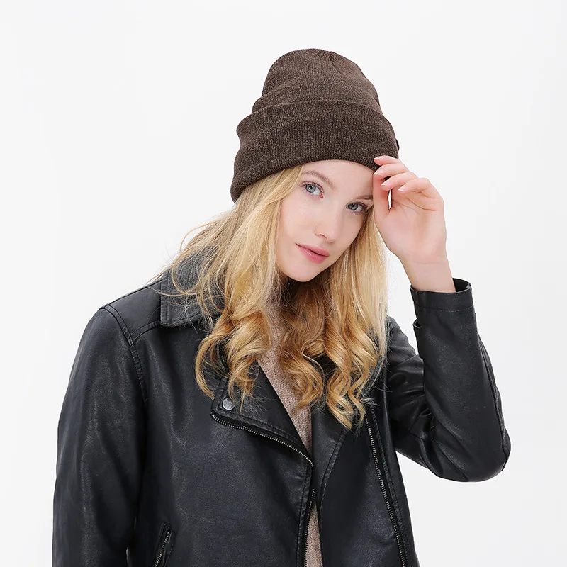 Женская шапка Beain тёплые вязаные шапки шерсть зима осень Skullies Beanie hat Женские однотонные черные женские уличные шапки