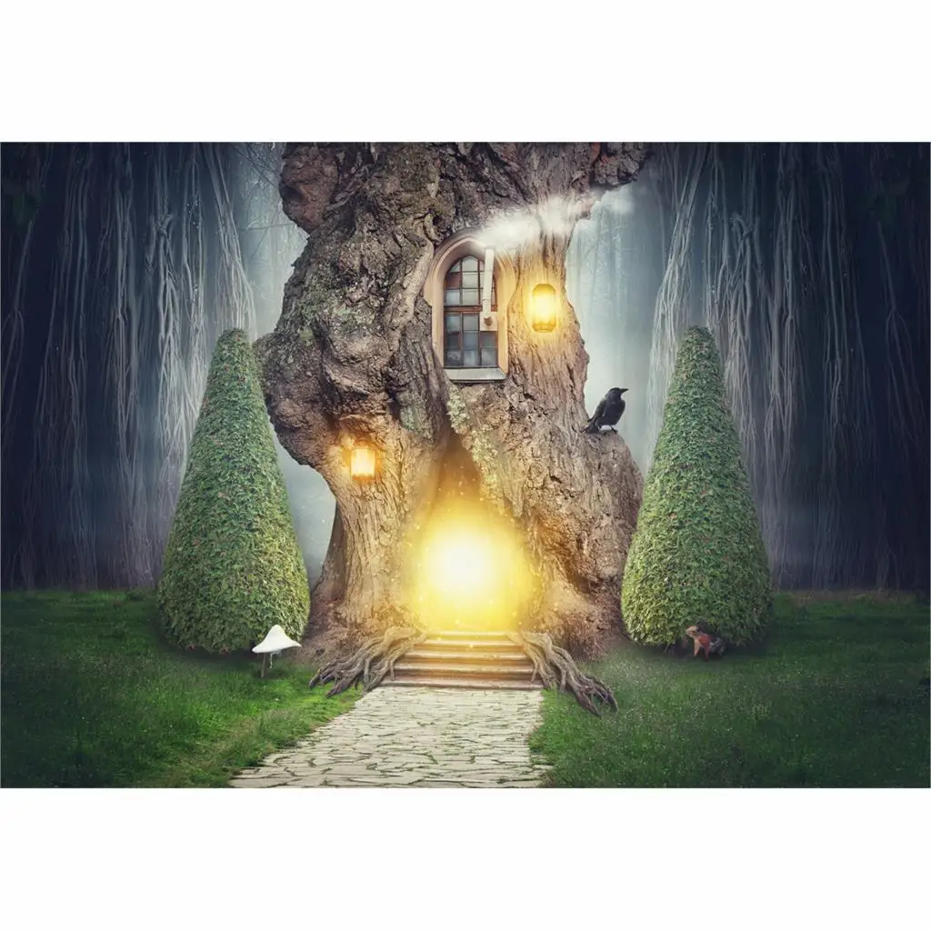 Allenjoy фотографический фон фантазия мультфильм Эльф Лес Дерево дом Сказка Мечта