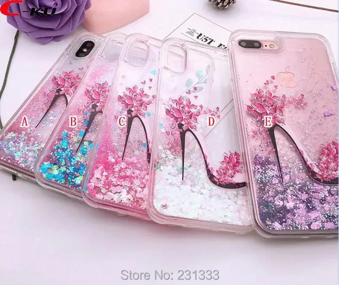 Жесткий чехол C ku из ТПУ с жидким зыбучим песком для Iphone XS X 8 7 PLUS 6 S высокий каблук