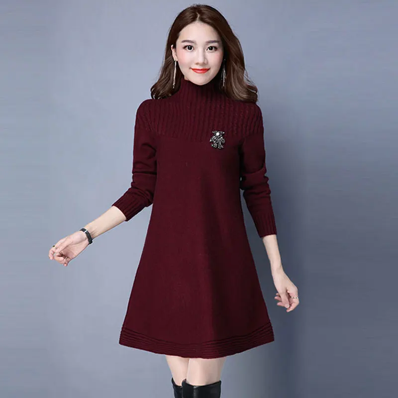 Vestidos 2017 Vadim Осень Зима Женское Платье из искусственной шерсти толстые свободные