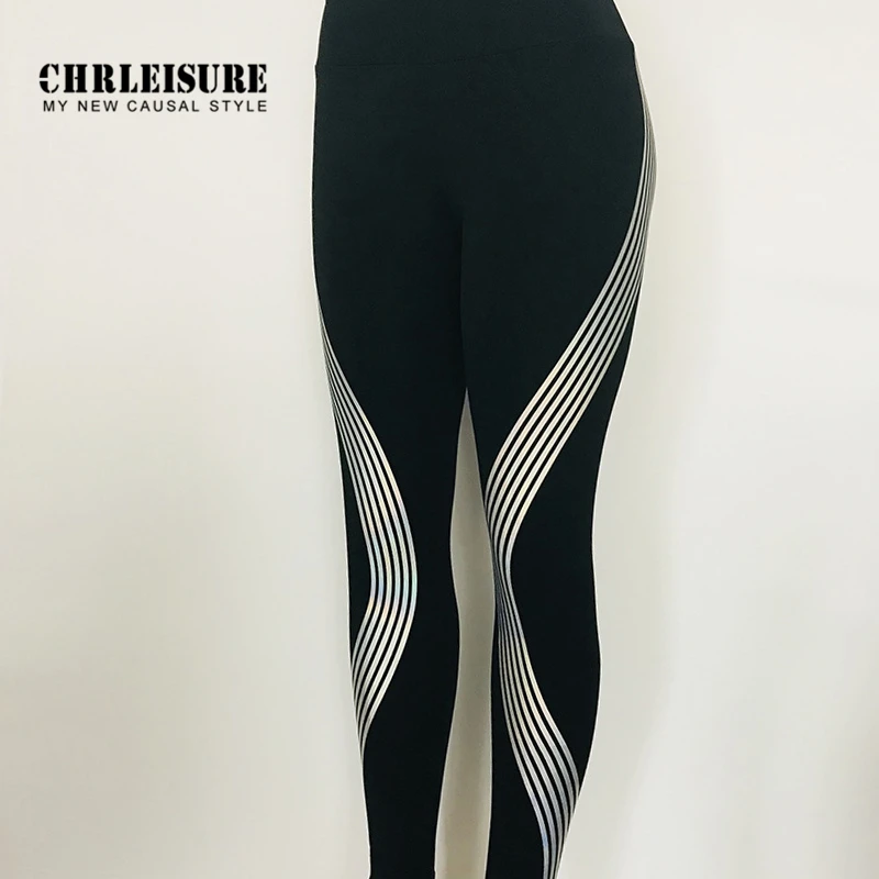 CHRLEISURE Light Stripe Womens Black Yoga Pants High Waisted Tights Tummy Control Elasticity Fitness Trousers Outdoor | Спорт и