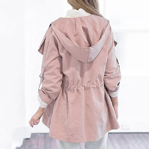 Женщин Вскользь С Капюшоном Ветровка Куртка Отложным Воротником Пальто И