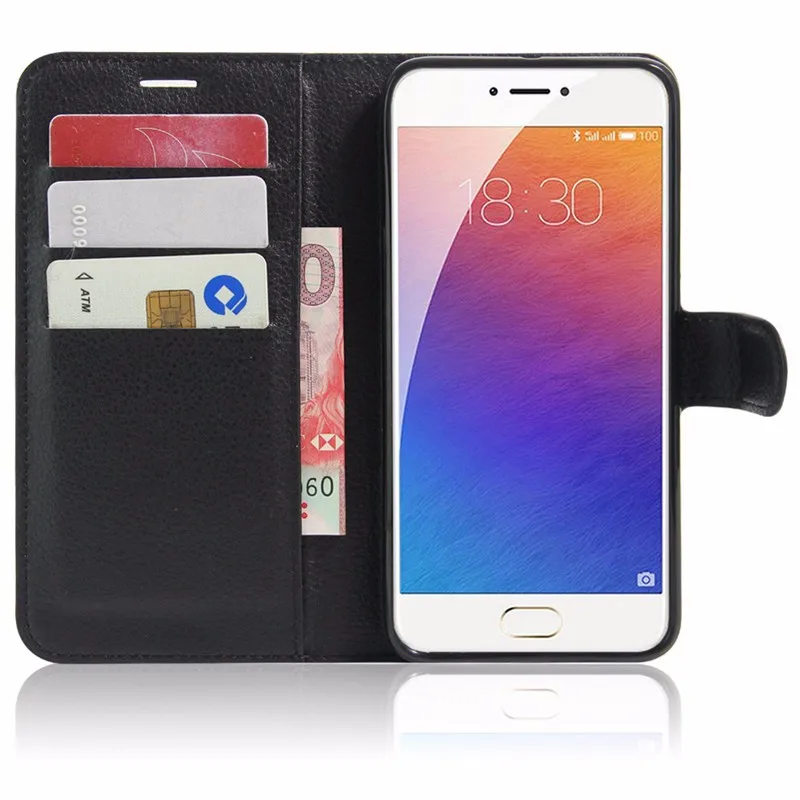 Модный кожаный чехол кошелек личи из ПУ кожи для Meizu Pro 6 защитный флип телефона с