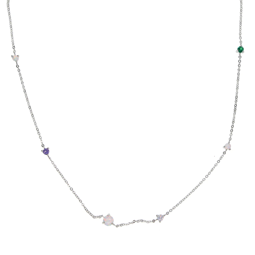 Женское Ожерелье Collier изящное ожерелье из серебра 925 пробы с опаловым цирконием