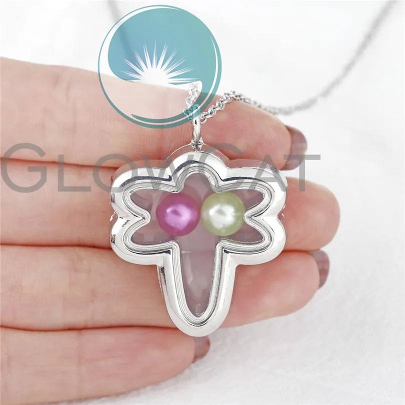 Ожерелье с кулоном в виде летающей стрекозы стеклянный кулон серебряного цвета