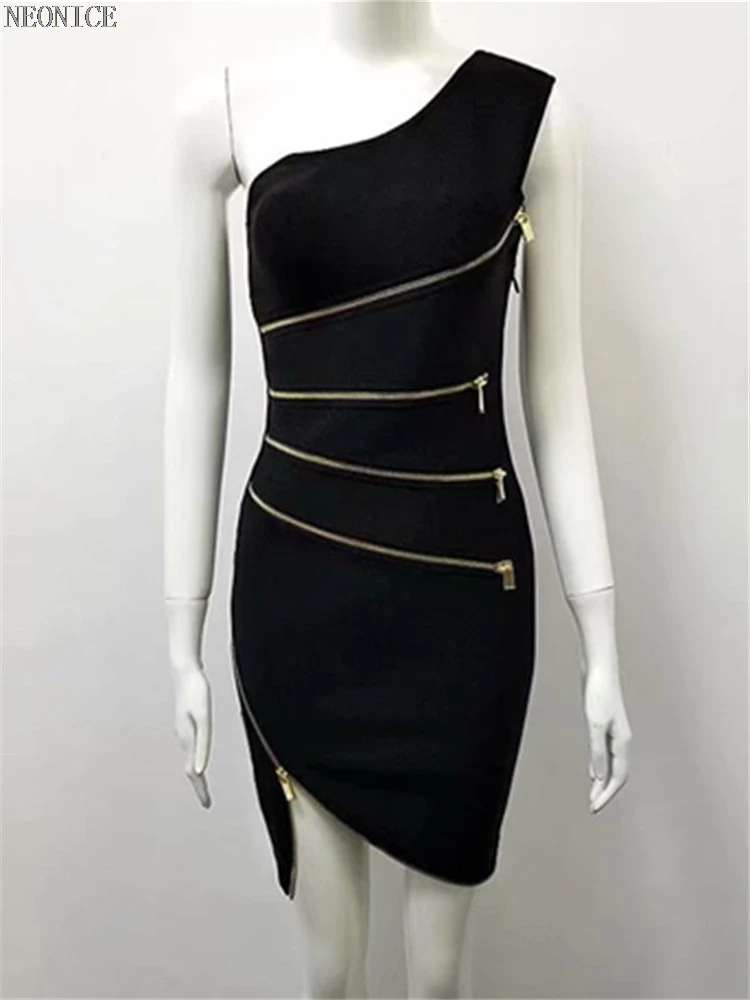 Женское эластичное Бандажное платье облегающее на одно плечо молнии для ночного
