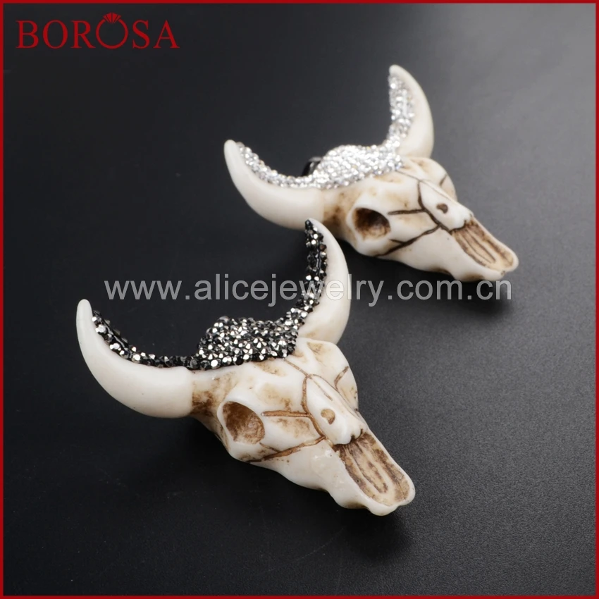 Borosa Druzy ювелирных изделий Longhorn Смола druzy кулон рога крупного рогатого скота bull