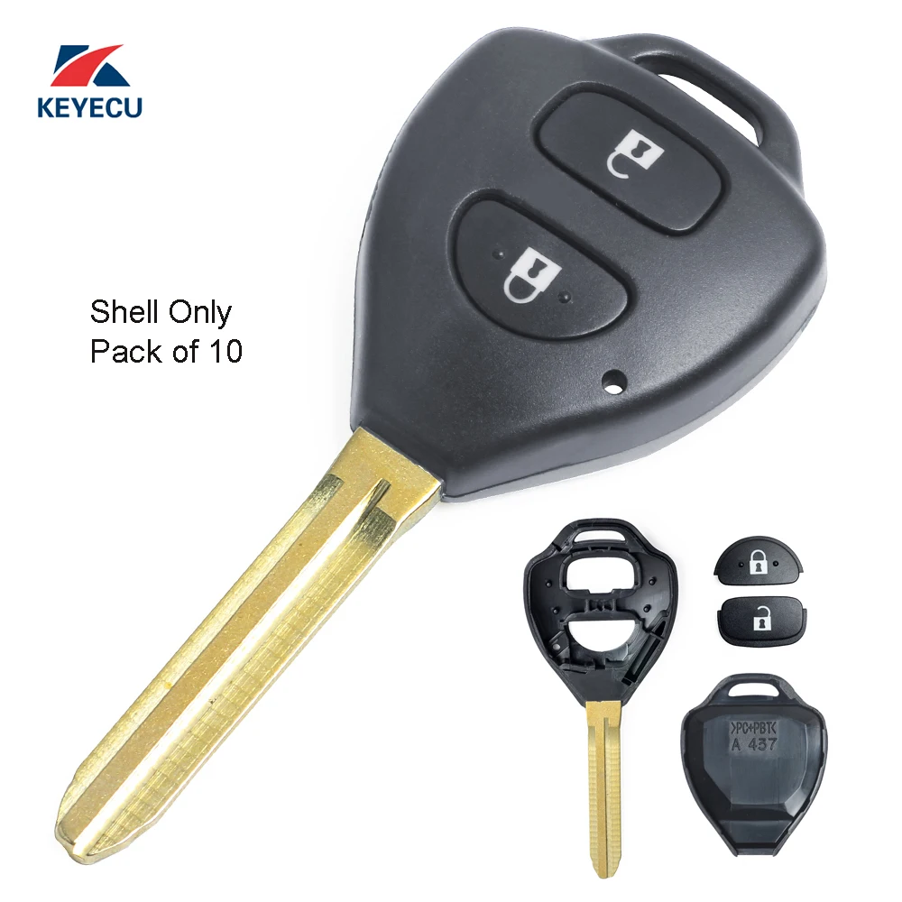 Запасной чехол KEYECU для дистанционного ключа с 2 кнопками Toyota Rav4 Corolla Hilux Uncut TOY43 Blade