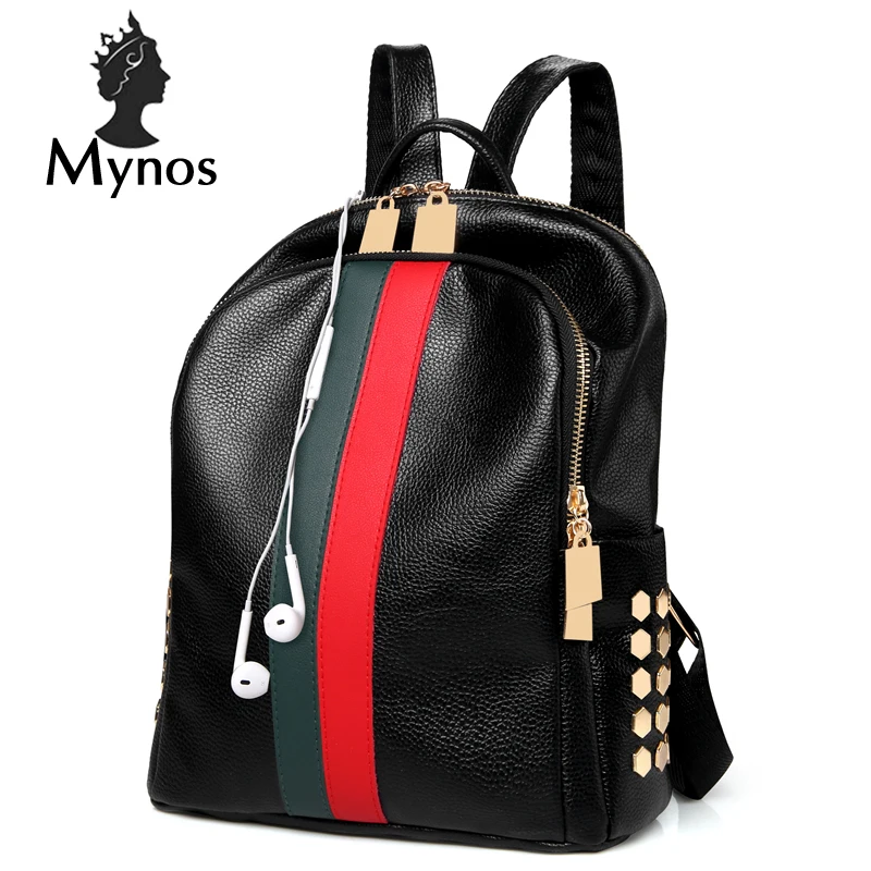 MYNOS роскошный брендовый дизайнерский женский кожаный рюкзак повседневный Сумка