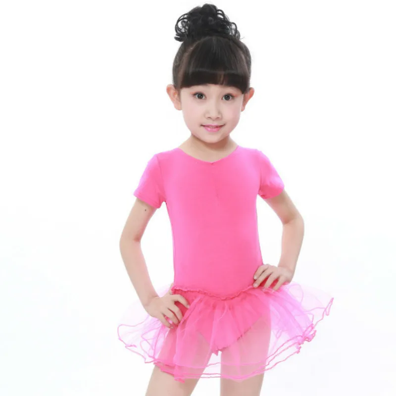 Детское балетное трико для танцев с короткими рукавами из спандекса гимнастики