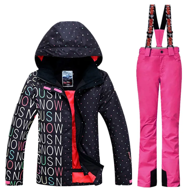 GSOU SNOW Brand водостойкий лыжный костюм женский Лыжная куртка брюки зимний горный