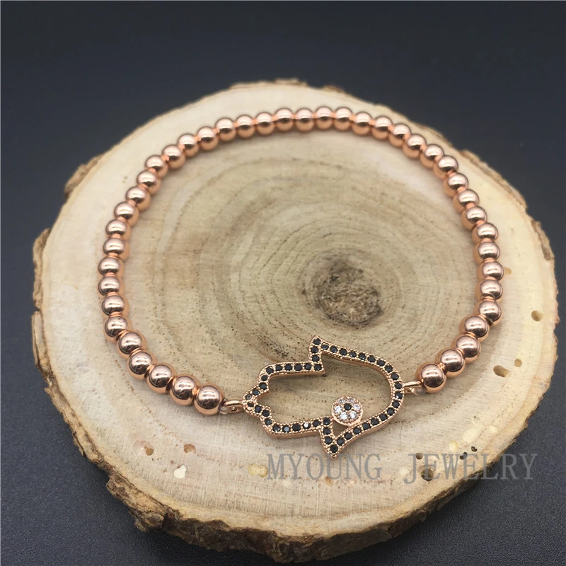 MY1205 микро-паве CZ цирконий ажурный Хамса Фатима ручной Соединитель с 4 мм