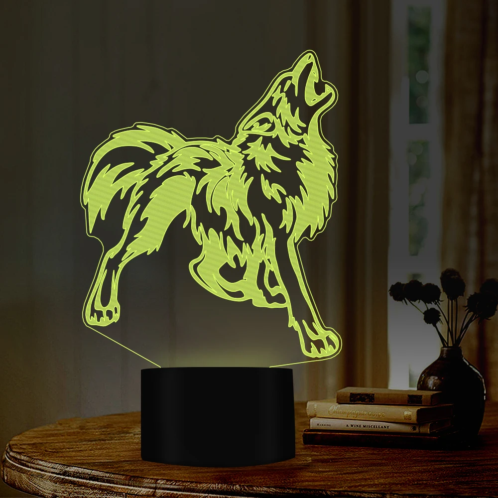 Ночник с изображением волка 7 видов цветов Декор для комнаты отличный подарок