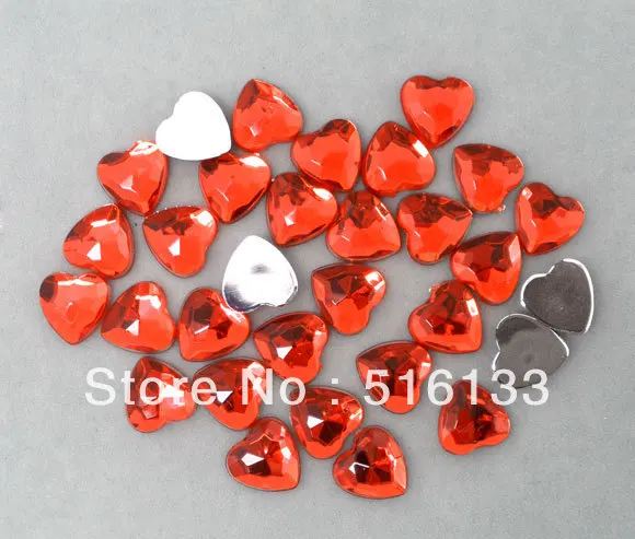 Бесплатная доставка 500 красный Flatback любовь в форме сердца акриловые горный