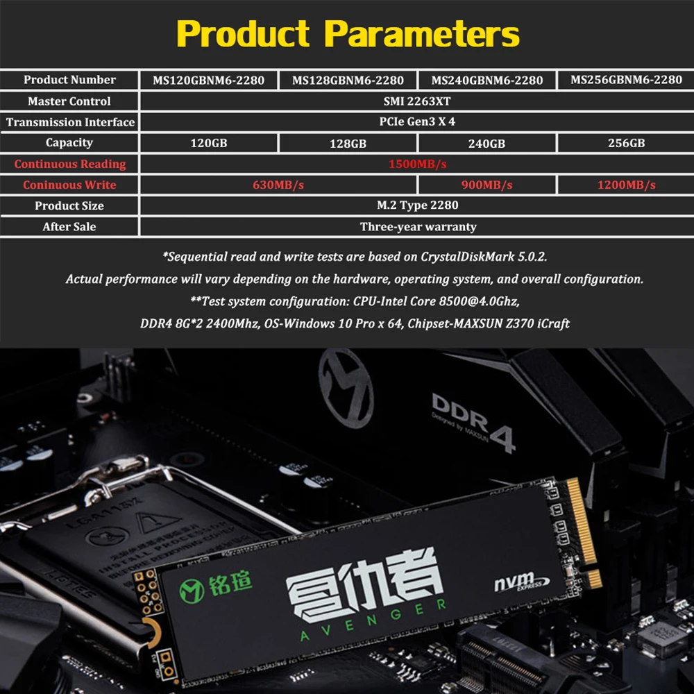 MAXSUN 2280 m2 ssd 120 ГБ 128 240 256 SMI 2263XT PCIe Gen3 X 4 m.2 nvme 1500 МБ/с./с 3 года гарантии ноутбук