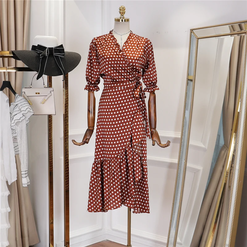 HIGH STREET новинка 2020 стильное дизайнерское платье женское короткий рукав в горошек