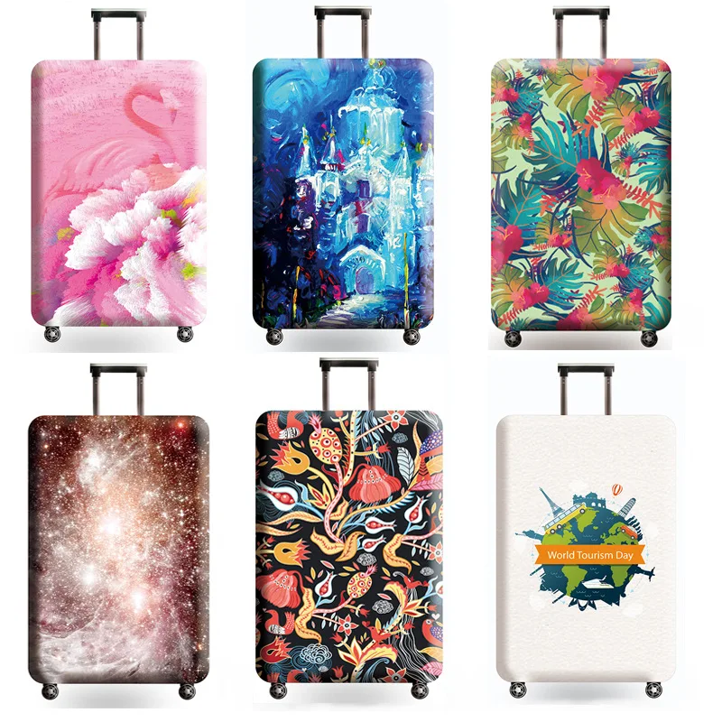 Чехол для багажа с рисунком фламинго защитный чехол чемодана на колесиках