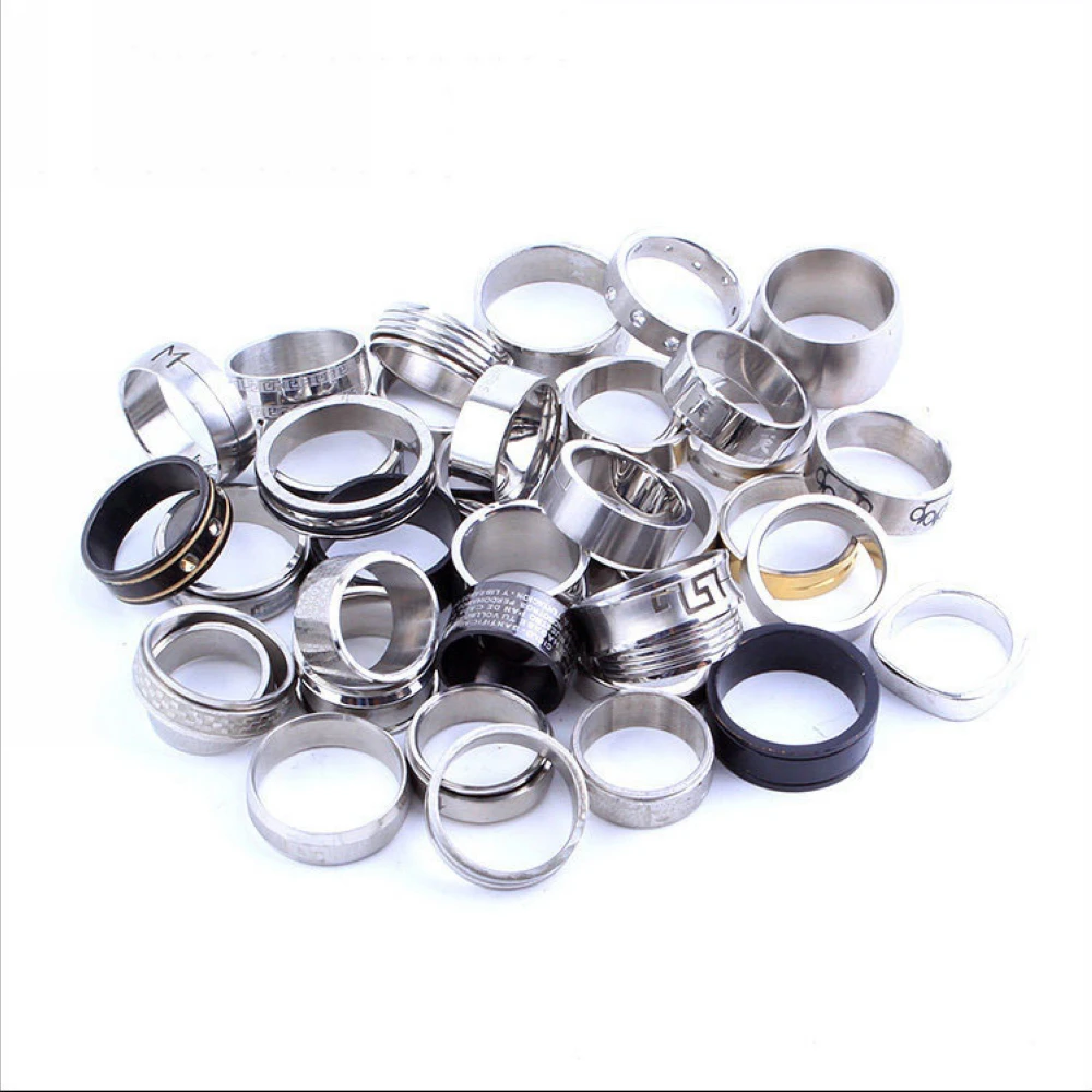 P0010 50pcs/Pack Factory Cheaper Promotion Stainless Steel Top Grade Men Women Pop Ring Gold Silver Jewelry Accessories | Украшения и