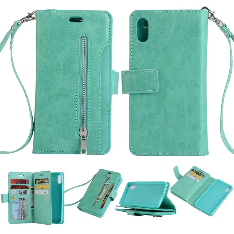 Многофункциональный чехол-бумажник из искусственной кожи на молнии для IPhone 11 XS MAX