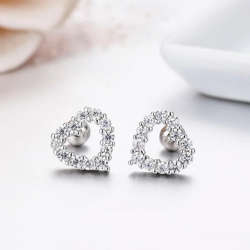 Серьги гвоздики женские из серебра 925 пробы с фианитами|Серьги-гвоздики| |
