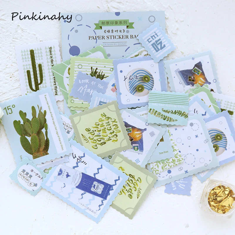 40 шт./пакет японские бумажные наклейки Цветочные растения кактус сладкая