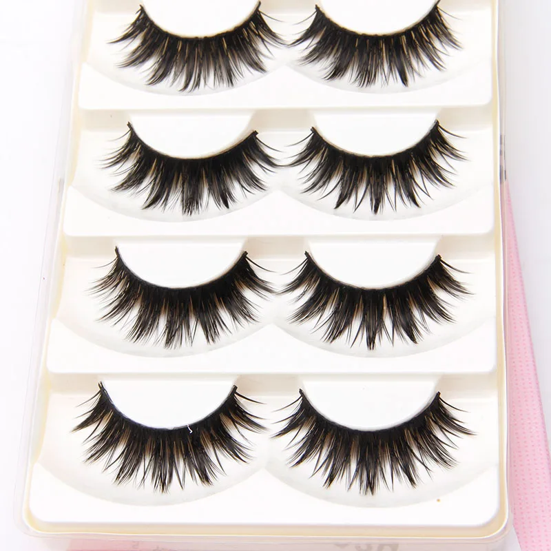 5 пар натуральных Мягких Длинных Черных ресниц ручной работы для макияжа густые